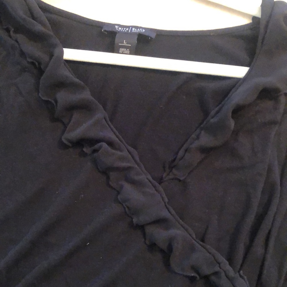 White House Black Market V-Neck sleeveless top. Ruffle detail, wrap around look - Picture 7 of 10